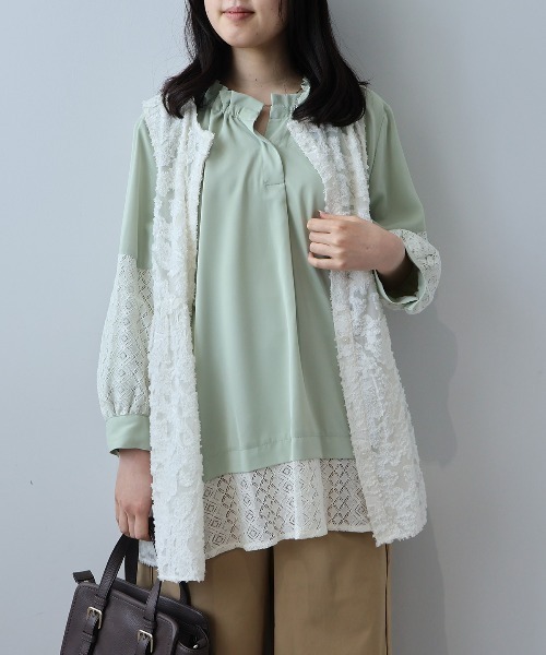 leswel(レスウェル)の「【L~5L 大きいサイズ】レーシーカットジャガードジレ(その他トップス・レディース・ブラック/クリーム・L/5L/4L/3L/LL)」の8枚目の写真