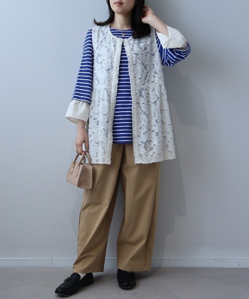 leswel(レスウェル)の「【L~5L 大きいサイズ】レーシーカットジャガードジレ(その他トップス・レディース・ブラック/クリーム・L/5L/4L/3L/LL)」の9枚目の写真