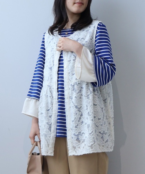 leswel(レスウェル)の「【L~5L 大きいサイズ】レーシーカットジャガードジレ(その他トップス・レディース・ブラック/クリーム・L/5L/4L/3L/LL)」の11枚目の写真