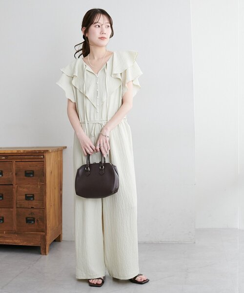 DISCOAT(ディスコート)の「【SS先行予約】ジャガードフリルサロペット(サロペット/オーバーオール・レディース・ブラック/アイボリー/モカ・PS/FREE)」の22枚目の写真