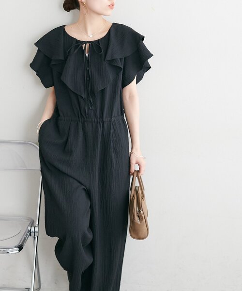 DISCOAT(ディスコート)の「【SS先行予約】ジャガードフリルサロペット(サロペット/オーバーオール・レディース・ブラック/アイボリー/モカ・PS/FREE)」の18枚目の写真