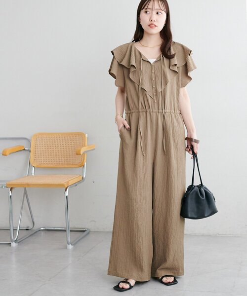 DISCOAT(ディスコート)の「【SS先行予約】ジャガードフリルサロペット(サロペット/オーバーオール・レディース・ブラック/アイボリー/モカ・PS/FREE)」の13枚目の写真