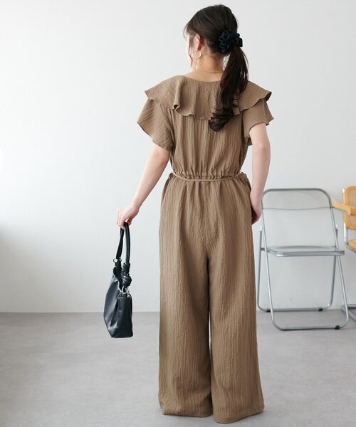 DISCOAT(ディスコート)の「【SS先行予約】ジャガードフリルサロペット(サロペット/オーバーオール・レディース・ブラック/アイボリー/モカ・PS/FREE)」の5枚目の写真