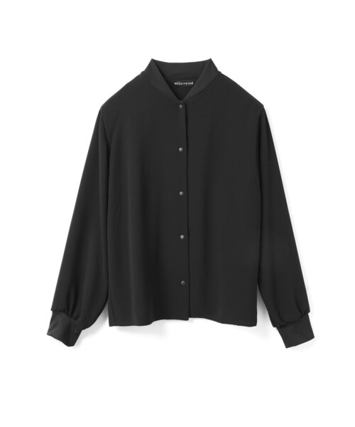 mizuiroind（ミズイロインド）の「mizuiro ind ブルゾンライクシャツ（シャツ/ブラウス・レディース・オフホワイト/ネイビー/ブラック・FREE）」の4枚目の写真