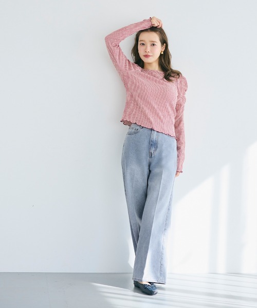 coca(coca)(コカ)の「センタープレスストレートデニムパンツ(デニムパンツ・レディース・ライトブルー・L/M/S)」の2枚目の写真