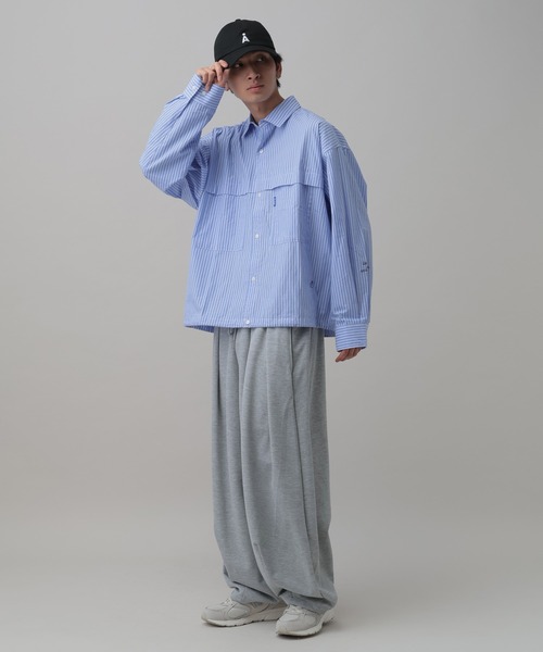 ALAND(エーランド)の「【UNISEX】ALAND/ストライプWビッグシャツ(シャツ/ブラウス・レディース・ブルー/ピンク・MEDIUM/LARGE)」の7枚目の写真