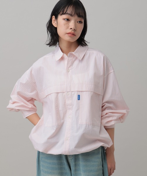 ALAND(エーランド)の「【UNISEX】ALAND/ストライプWビッグシャツ(シャツ/ブラウス・レディース・ブルー/ピンク・MEDIUM/LARGE)」の3枚目の写真