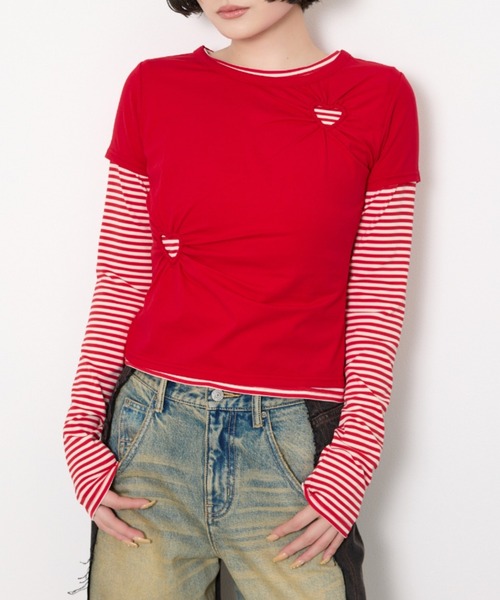 HEART HOLE 2P TOPS ハートホールツーピートップス 春服（Tシャツ