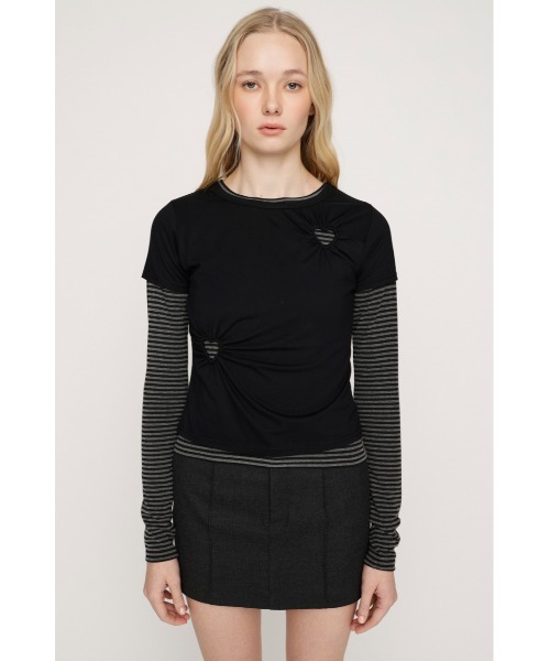 SLY(スライ)の「HEART HOLE 2P TOPS ハートホールツーピートップス 春服(Tシャツ/カットソー・レディース・レッド系その他/ブラック系その他2・FREE)」の6枚目の写真