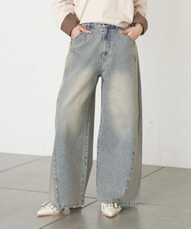 RAY CASSIN | 【2サイズ展開 / ウエスト調節可】スタッズ付ワイドデニム(デニムパンツ)