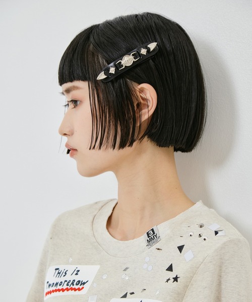 TOGA PULLA/トーガプルラ】Metal leather barrette small/メタルレザー
