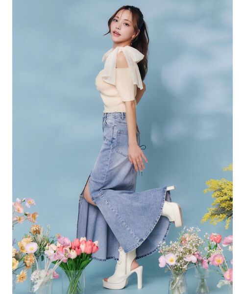 EATME（イートミー）の「ショルダーリボンリブTOP（Tシャツ/カットソー・レディース・グレー/オレンジ/アイボリー・FREE）」の11枚目の写真