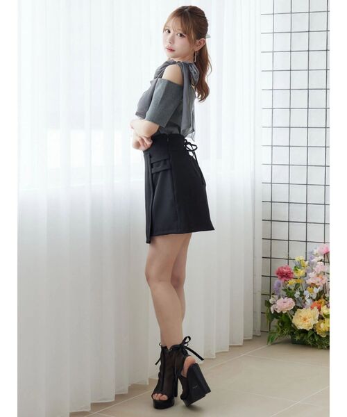 EATME（イートミー）の「ショルダーリボンリブTOP（Tシャツ/カットソー・レディース・グレー/オレンジ/アイボリー・FREE）」の14枚目の写真