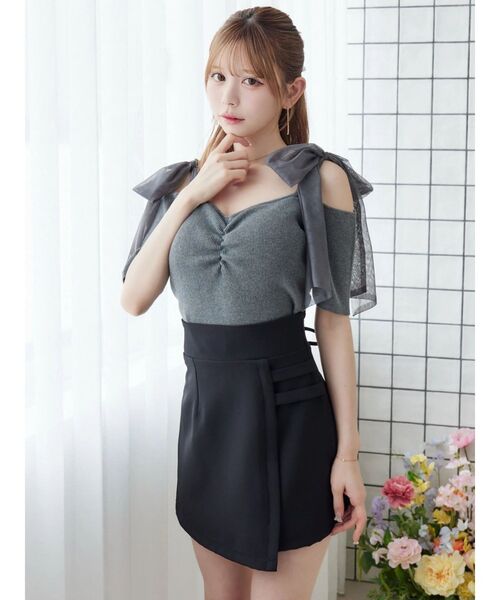 EATME（イートミー）の「ショルダーリボンリブTOP（Tシャツ/カットソー・レディース・グレー/オレンジ/アイボリー・FREE）」の16枚目の写真