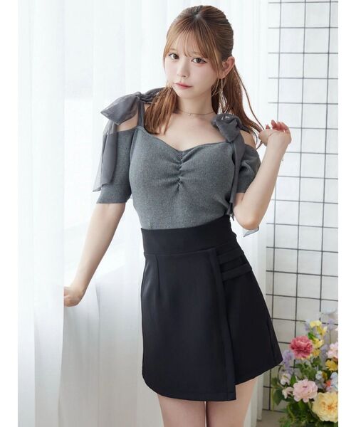 EATME（イートミー）の「ショルダーリボンリブTOP（Tシャツ/カットソー・レディース・グレー/オレンジ/アイボリー・FREE）」の17枚目の写真