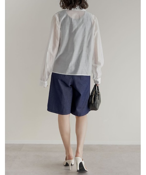 Re:EDIT（リエディ）の「[2026S/S COLLECTION]コットン混デニムハーフパンツ（その他パンツ・レディース・ネイビー/ピンク/ブラウン・MEDIUM）」の14枚目の写真