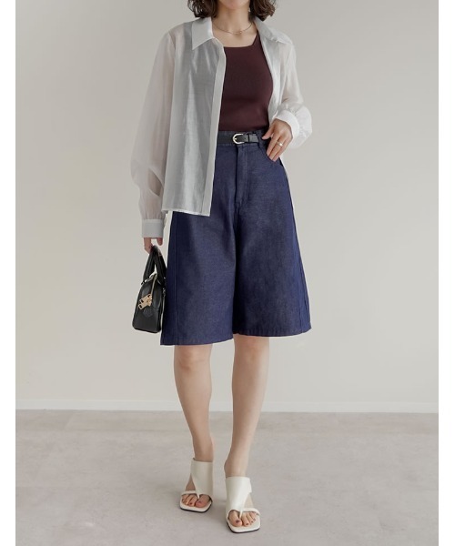 Re:EDIT（リエディ）の「[2026S/S COLLECTION]コットン混デニムハーフパンツ（その他パンツ・レディース・ネイビー/ピンク/ブラウン・MEDIUM）」の12枚目の写真