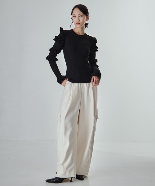 CLANE(クラネ)の「【CLANE/クラネ】FRILL SLEEVE KNIT TOPS/フリルスリーブニットトップス(ニット/セーター・レディース・マルチ/グレー/ブラック・1)」の20枚目の写真