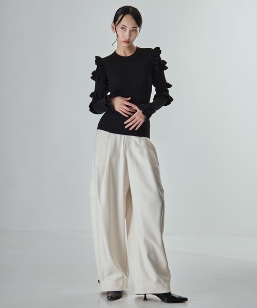 CLANE(クラネ)の「【CLANE/クラネ】FRILL SLEEVE KNIT TOPS/フリルスリーブニットトップス(ニット/セーター・レディース・マルチ/グレー/ブラック・1)」の19枚目の写真