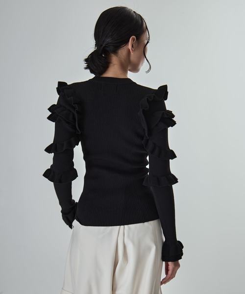 CLANE(クラネ)の「【CLANE/クラネ】FRILL SLEEVE KNIT TOPS/フリルスリーブニットトップス(ニット/セーター・レディース・マルチ/グレー/ブラック・1)」の22枚目の写真