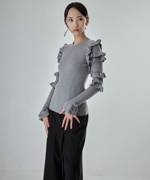 CLANE FRILL SLEEVE KNIT TOPS サイズ1 CLANE/FRILL SLEEVE KNIT TOPS｜Daytona Park(FREAK'S STORE公式通販)