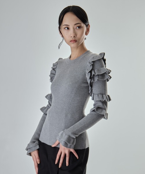 トップス CLANE FRILL SLEEVE KNIT TOPS FRILL SLEEVE KNIT TOPS（ニット/セーター）｜CLANE（クラネ）の