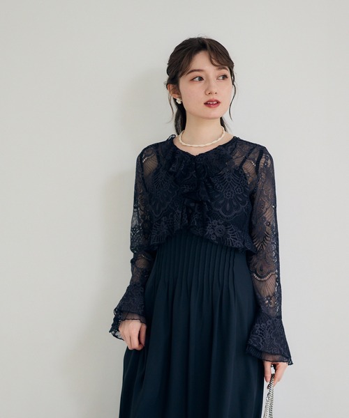 12Twelve Agenda(トゥエルブ アジェンダ)の「前後2wayレースボレロブラウス(カーディガン/ボレロ・レディース・ネイビー/ブラウン・M)」の5枚目の写真