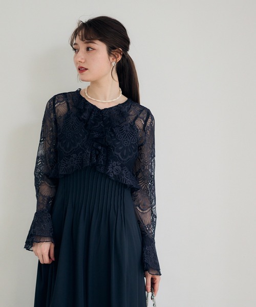 12Twelve Agenda(トゥエルブ アジェンダ)の「前後2wayレースボレロブラウス(カーディガン/ボレロ・レディース・ネイビー/ブラウン・M)」の6枚目の写真