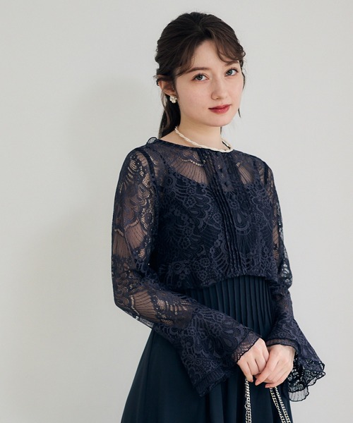 12Twelve Agenda(トゥエルブ アジェンダ)の「前後2wayレースボレロブラウス(カーディガン/ボレロ・レディース・ネイビー/ブラウン・M)」の12枚目の写真