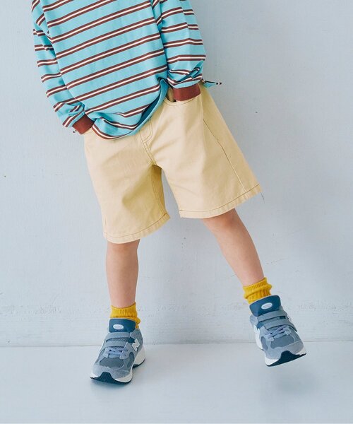 p.premier（ピードットプルミエ）の「カラーツイル&デニムワイドハーフパンツ（その他パンツ・キッズ・ブラウン/ベージュ/チャコール/パープル/ブルー・80/90/100/110/120/130/140）」の3枚目の写真