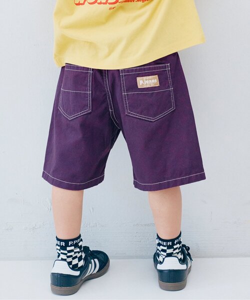 p.premier（ピードットプルミエ）の「カラーツイル&デニムワイドハーフパンツ（その他パンツ・キッズ・ブラウン/ベージュ/チャコール/パープル/ブルー・80/90/100/110/120/130/140）」の5枚目の写真