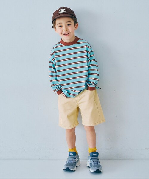 p.premier（ピードットプルミエ）の「カラーツイル&デニムワイドハーフパンツ（その他パンツ・キッズ・ブラウン/ベージュ/チャコール/パープル/ブルー・80/90/100/110/120/130/140）」の8枚目の写真