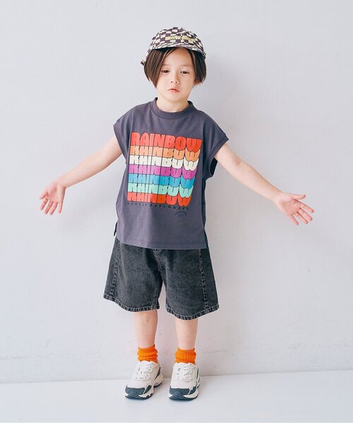 p.premier（ピードットプルミエ）の「カラーツイル&デニムワイドハーフパンツ（その他パンツ・キッズ・ブラウン/ベージュ/チャコール/パープル/ブルー・80/90/100/110/120/130/140）」の17枚目の写真