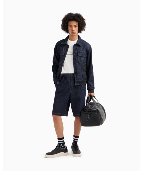 ARMANI EXCHANGE(アルマーニエクスチェンジ)の「【A|X アルマーニ エクスチェンジ】ダークインディゴ ミックスファブリック デニムジャケット(デニムジャケット・メンズ・インディゴブルー・XX-LARGE/SMALL/LARGE)」の4枚目の写真