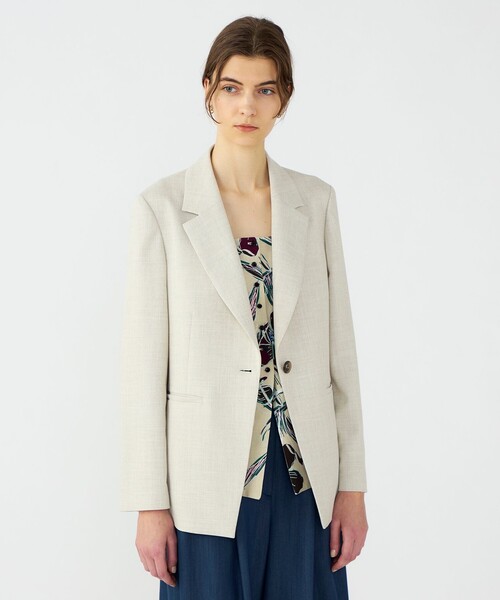 BALLSEY（ボールジィ）の「【WEB先行予約】ミックススラブストレッチ 1Bテーラードジャケット（テーラードジャケット・レディース・ブラック系その他/ライトベージュ・38/36）」の4枚目の写真