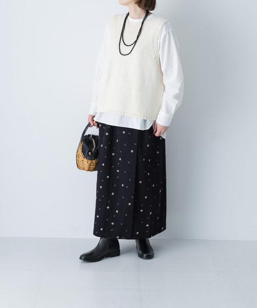 かぐれ（カグレ）の「コットンローゲージニットベスト（ベスト・レディース・アイボリー/ブラック・FREE）」の3枚目の写真