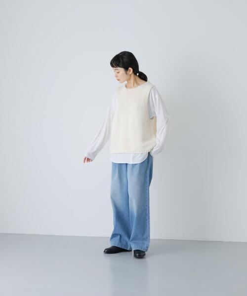 かぐれ（カグレ）の「コットンローゲージニットベスト（ベスト・レディース・アイボリー/ブラック・FREE）」の7枚目の写真