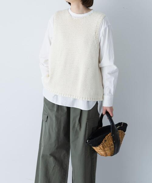かぐれ（カグレ）の「コットンローゲージニットベスト（ベスト・レディース・アイボリー/ブラック・FREE）」の8枚目の写真