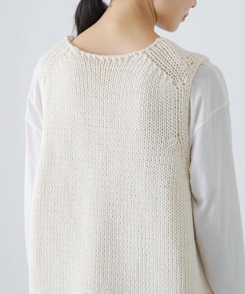 かぐれ（カグレ）の「コットンローゲージニットベスト（ベスト・レディース・アイボリー/ブラック・FREE）」の14枚目の写真