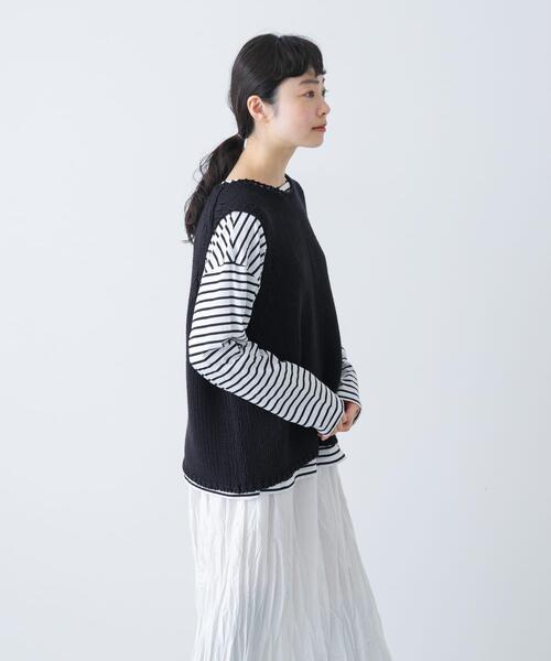かぐれ（カグレ）の「コットンローゲージニットベスト（ベスト・レディース・アイボリー/ブラック・FREE）」の21枚目の写真