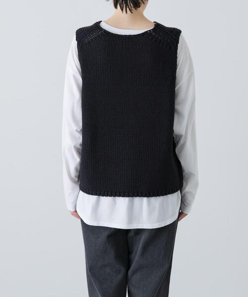 かぐれ コットンニットベスト INK BLACK かぐれ（カグレ）の「コットンニットベスト（ベスト）」 - WEAR