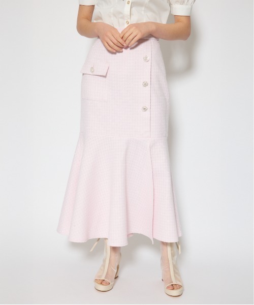rienda(リエンダ)の「ラップスリットツイードマーメイドスカート 春服(スカート・レディース・ブラック/ベージュ/ピンク・SMALL/MEDIUM)」の3枚目の写真