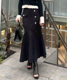 ラップスリットツイードマーメイドスカート 春服