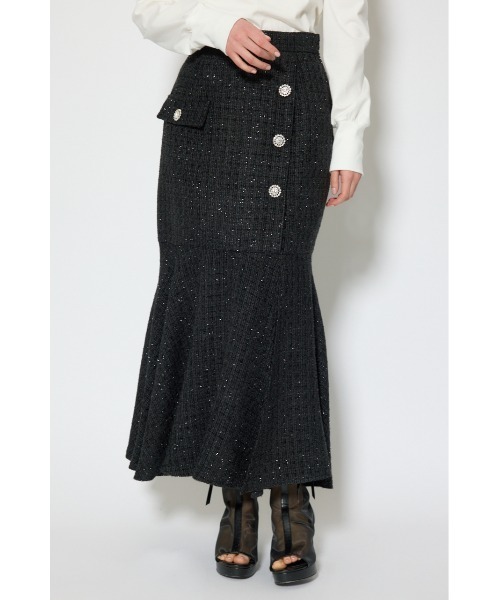 rienda(リエンダ)の「ラップスリットツイードマーメイドスカート 春服(スカート・レディース・ブラック/ベージュ/ピンク・SMALL/MEDIUM)」の4枚目の写真