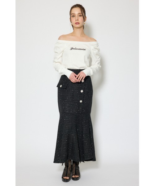 rienda(リエンダ)の「ラップスリットツイードマーメイドスカート 春服(スカート・レディース・ブラック/ベージュ/ピンク・SMALL/MEDIUM)」の5枚目の写真