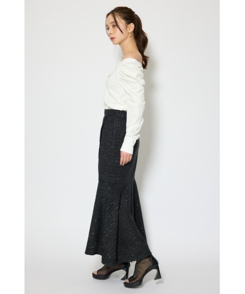 rienda(リエンダ)の「ラップスリットツイードマーメイドスカート 春服(スカート・レディース・ブラック/ベージュ/ピンク・SMALL/MEDIUM)」の6枚目の写真