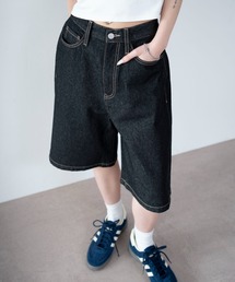 デニムパンツ（ブラック/黒色系・ハーフ・ひざ丈）ファッション通販