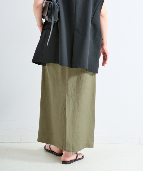 B.C STOCK（ベーセーストック）の「《S/Mサイズ展開》手洗い可 / リネンレーヨンストレートスカート（スカート・レディース・ブルー/ブラックミックス/スミクロ/カーキ・SMALL/MEDIUM）」の9枚目の写真