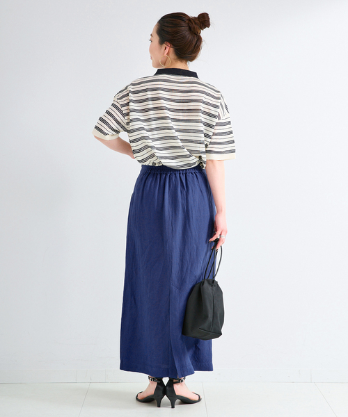 B.C STOCK（ベーセーストック）の「《S/Mサイズ展開》手洗い可 / リネンレーヨンストレートスカート（スカート・レディース・ブルー/ブラックミックス/スミクロ/カーキ・SMALL/MEDIUM）」の12枚目の写真