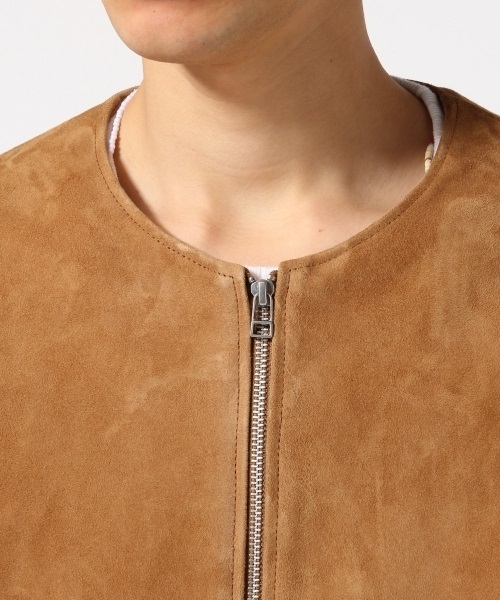 RAGEBLUE（レイジブルー）の「＜本革使用＞スウェードノーカラーブルゾン/710132（ブルゾン・メンズ・ブラウン・MEDIUM/LARGE）」の4枚目の写真